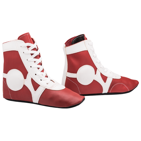 Купить Обувь для самбо SM-0102, кожа, красный Rusco в Лесосибирске 