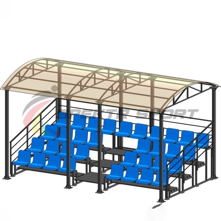 Купить Трибуна для зрителей 4 ряда на 34 места с навесом и перилами в Лесосибирске 